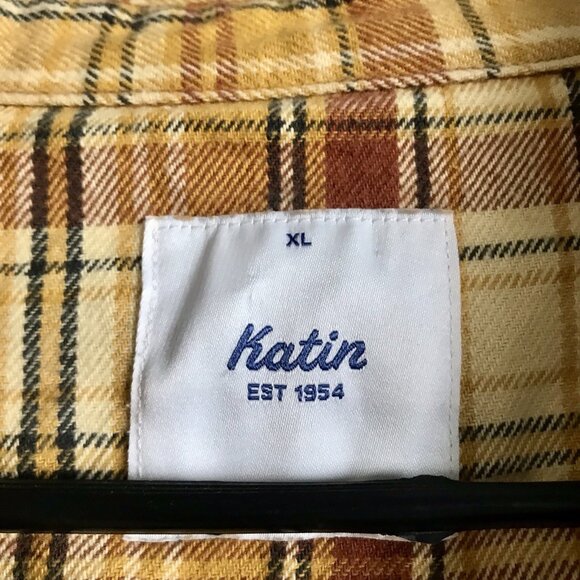 Katin Shirt Mens XL Yellow Bronze Fred Midweight Flannel Woven Button Up Outdoor - Picture 3 of 6